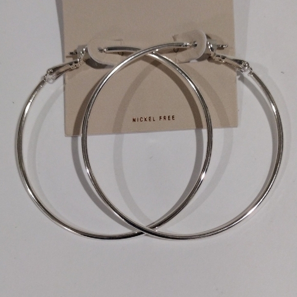 14th & Union Polished Silver tone 2-in Hoop Earrings - Women's Fashion Jewelry - Picture 4 of 9